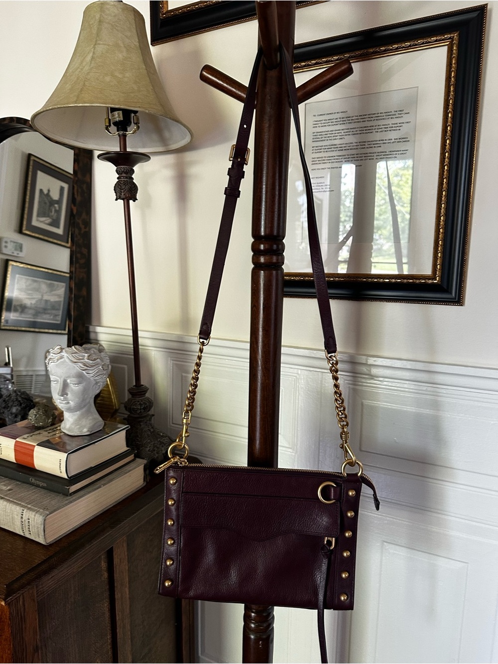 Rebecca Minkoff Pebbled Leather Wristlet in Deep Burgundy with Gold Hardware - Picture 5 of 5